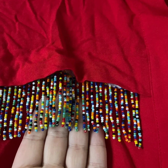 Red Rough Rider by Circle T Cowboy Shirt with Multicolor Beading- Size Medium - Picture 3 of 6